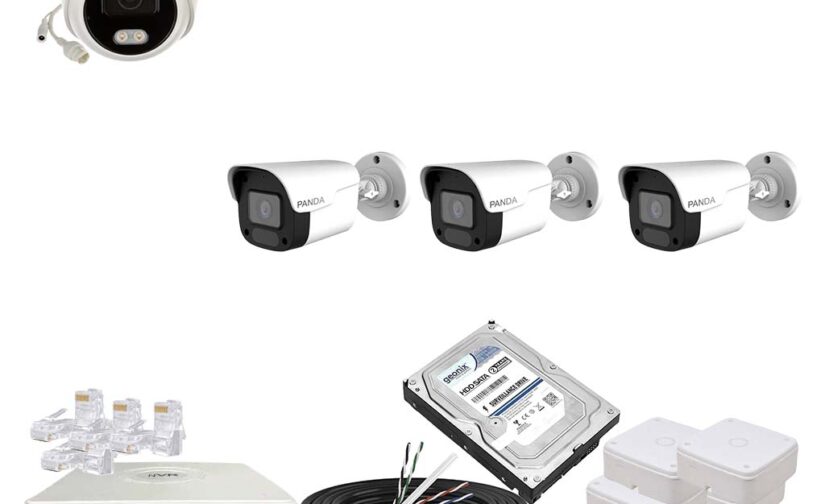 Panda Blue Series 4MP IP CCTV Kit | 1 Dome + 3 Bullet | 8CH NVR | 4 PoE + 2 Uplink | 500GB