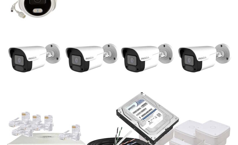 Panda Blue Series 4MP IP CCTV Kit | 1 Dome + 4 Bullet | 8CH NVR | 4 PoE + 2 Uplink | 500GB