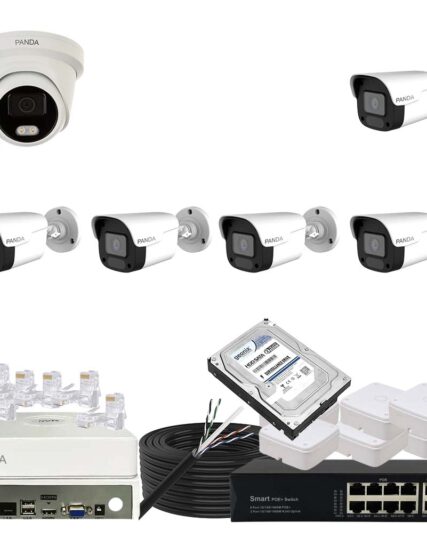 Panda Blue Series 4MP IP CCTV Kit | 1 Dome + 5 Bullet | 8CH NVR | 8 PoE + 2 Uplink | 500GB