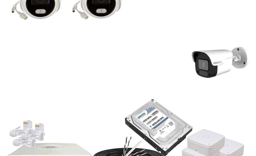 Panda Blue Series 4MP IP CCTV Kit | 2 Dome + 1 Bullet | 8CH NVR | 8 PoE + 2 Uplink | 500GB