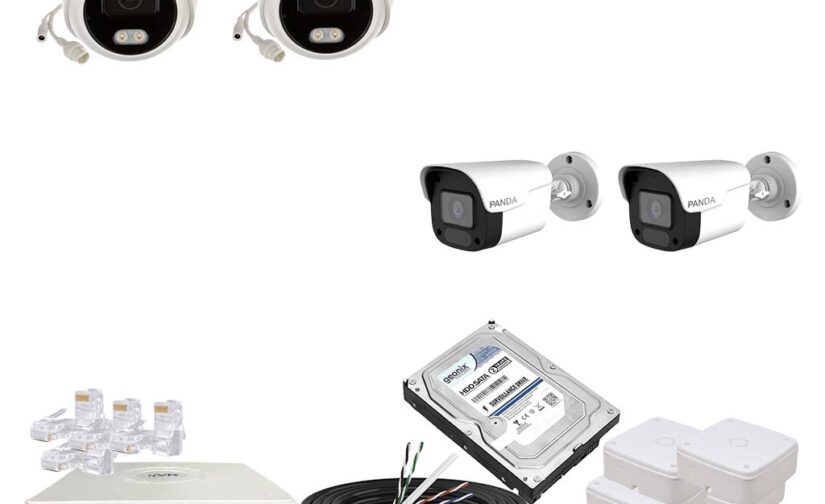 Panda Blue Series 4MP IP CCTV Kit | 2 Dome + 2 Bullet | 8CH NVR | 8 PoE + 2 Uplink | 1TB