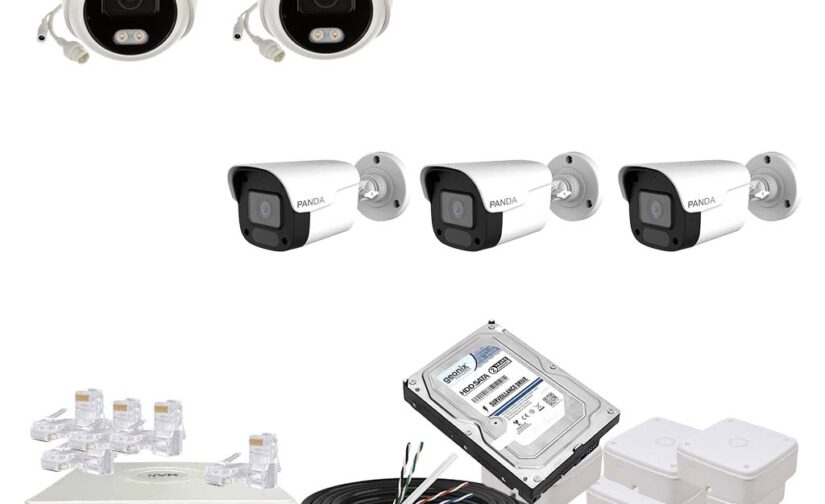 Panda Blue Series 4MP IP CCTV Kit | 2 Dome + 3 Bullet | 8CH NVR | 4 PoE + 2 Uplink | 1TB