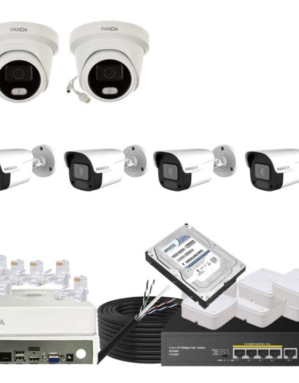 Panda Blue Series 4MP IP CCTV Kit | 2 Dome + 4 Bullet | 8CH NVR | 4 PoE + 2 Uplink | 500GB