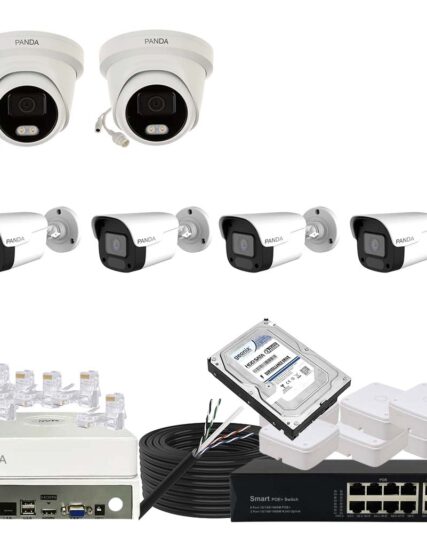 Panda Blue Series 4MP IP CCTV Kit | 2 Dome + 4 Bullet | 8CH NVR | 8 PoE + 2 Uplink | 500GB