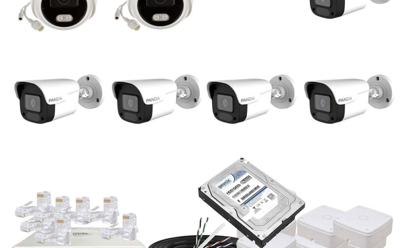 Panda Blue Series 4MP IP CCTV Kit | 2 Dome + 5 Bullet | 8CH NVR | 4 PoE + 2 Uplink | 500GB