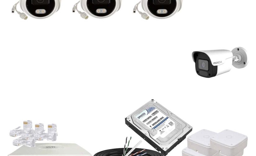 Panda Blue Series 4MP IP CCTV Kit | 3 Dome + 1 Bullet | 8CH NVR | 8 PoE + 2 Uplink | 1TB