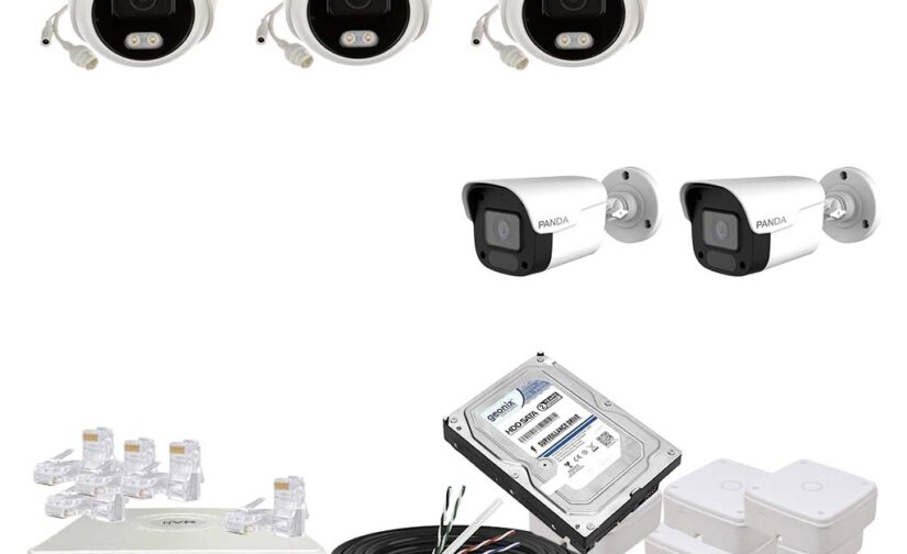 Panda Blue Series 4MP IP CCTV Kit | 3 Dome + 2 Bullet | 8CH NVR | 8 PoE + 2 Uplink | 500GB