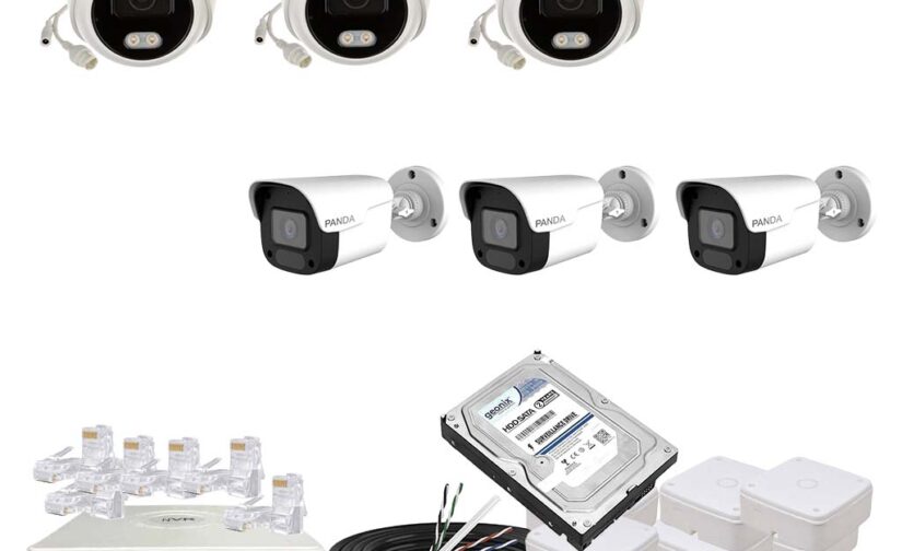 Panda Blue Series 4MP IP CCTV Kit | 3 Dome + 3 Bullet | 8CH NVR | 4 PoE + 2 Uplink | 500GB
