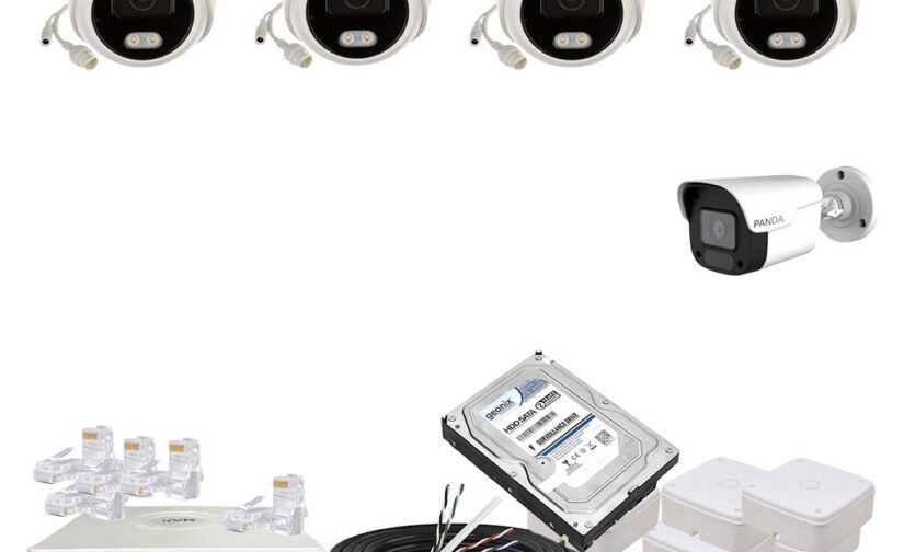 Panda Blue Series 4MP IP CCTV Kit | 4 Dome + 1 Bullet | 8CH NVR | 4 PoE + 2 Uplink | 1TB