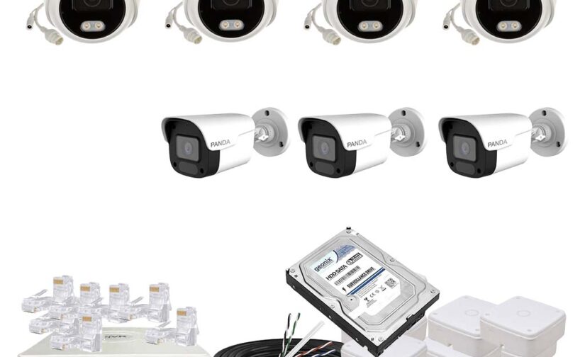 Panda Blue Series 4MP IP CCTV Kit | 4 Dome + 3 Bullet | 8CH NVR | 4 PoE + 2 Uplink | 500GB