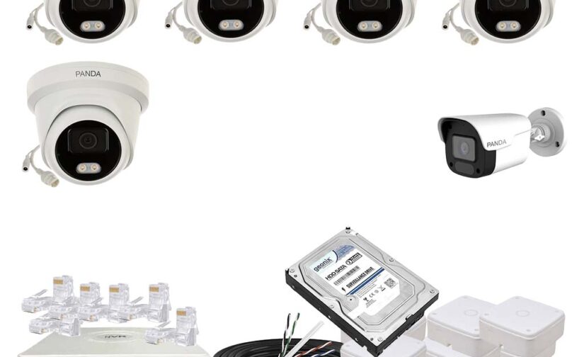 Panda Blue Series 4MP IP CCTV Kit | 5 Dome + 1 Bullet | 8CH NVR | 8 PoE + 2 Uplink | 500GB