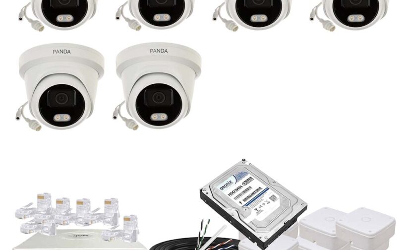 Panda Blue Series 4MP IP CCTV Kit | 6 Dome | 8CH NVR | 4 PoE + 2 Uplink | 500GB