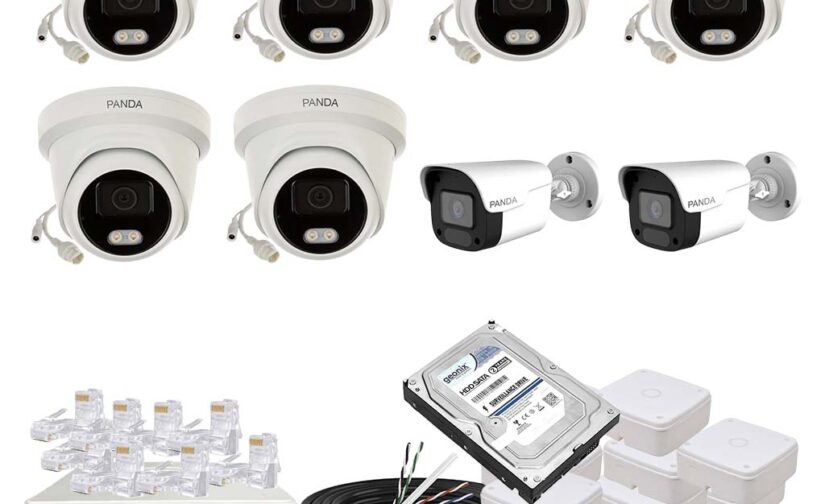 Panda Blue Series 4MP IP CCTV Kit | 6 Dome + 2 Bullet | 8CH NVR | 4 PoE + 2 Uplink | 500GB