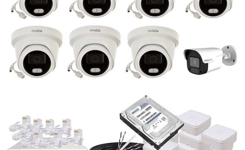 Panda Blue Series 4MP IP CCTV Kit | 7 Dome + 1 Bullet | 8CH NVR | 4 PoE + 2 Uplink | 500GB